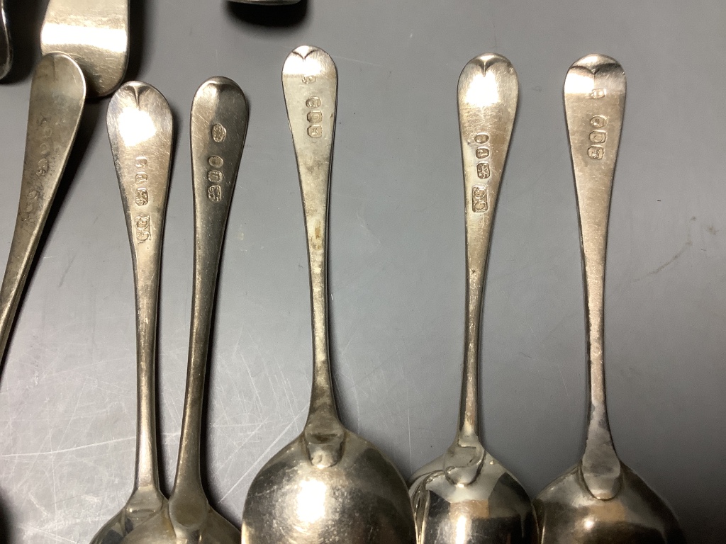 A collection of Georgian silver Old English pattern flatware, approximately 17.75oz